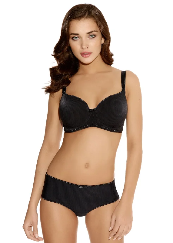 wireless bra with front closure for comfortFreya Idol Black Moulded Balcony Bra