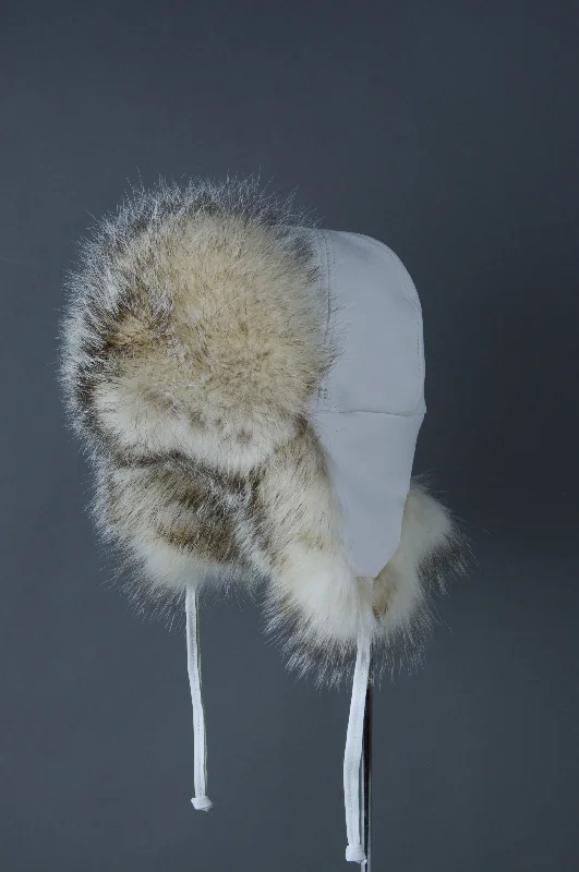 elegant dress hats for weddings and galasBadger Leather and Fur Aviator Hat w/ White Leather