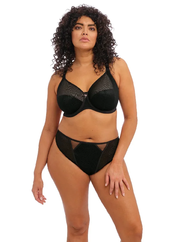 plus-size lace overlay nursing braElomi Kintai Black Banded Bra