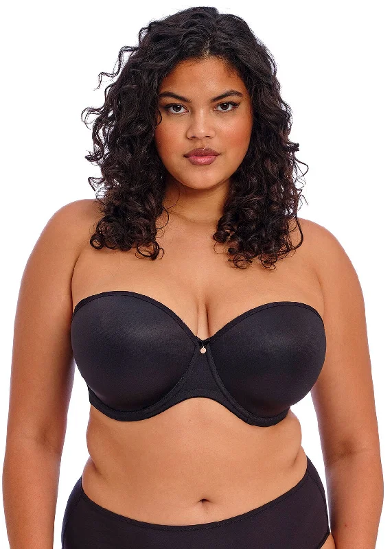 strapless bra with silicone stripsElomi Smooth Black Underwire Strapless Bra