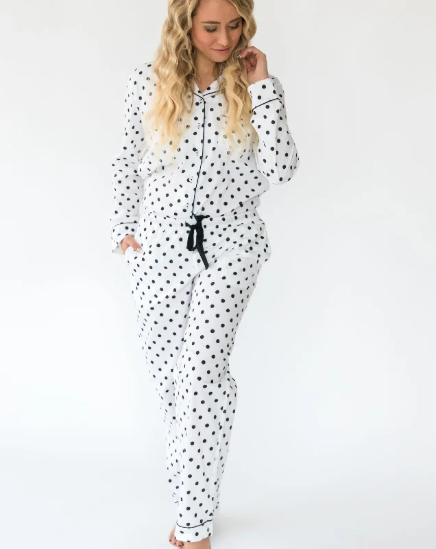 women's pajamas with a touch of elegance and sophisticationMyra Classic Dots Women's Long Sleeve Shirt & Pajama Set