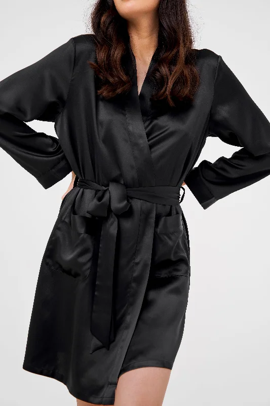 women's pajamas with a snug fitSilk Robe - Black