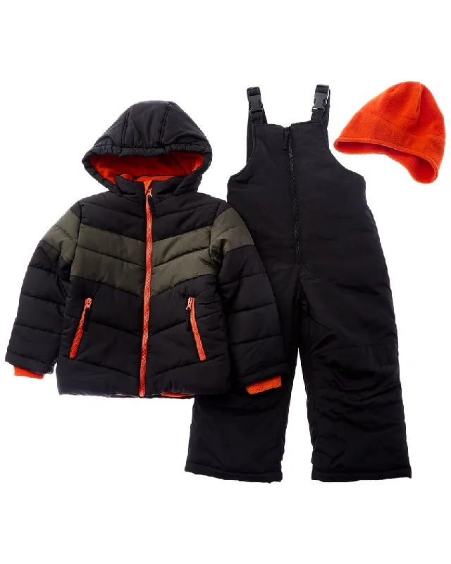 stylish newsboy caps with leather patchesRothschild Kids Two-Tone Chevron Snowsuit & Hat