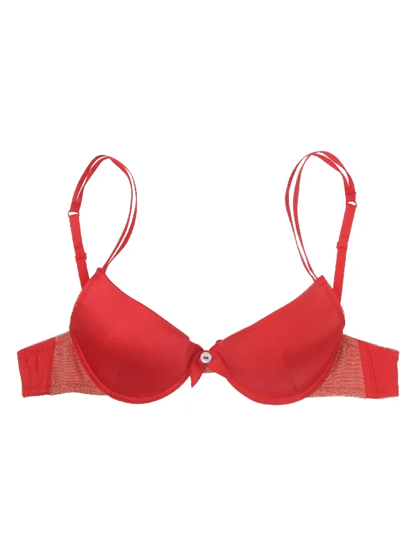 convertible halter bra with underwire supportRed Silk Underwire Contour Bra