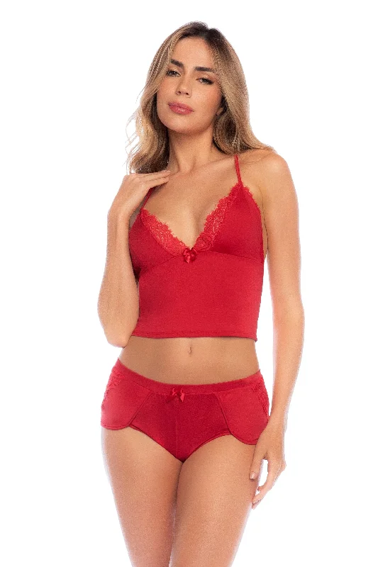 wireless lace bra with adjustable straps for versatilityMapale Lounge 7593 Two Piece Pajama Set Red