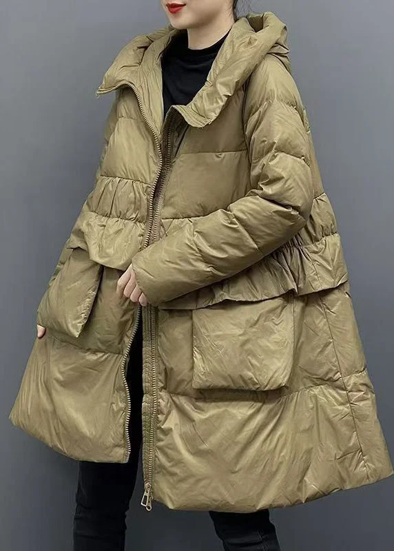 Women's Coats with Fur Trimmed ButtonsWomen Green Zippered Patchwork Pockets Hooded Parka Winter