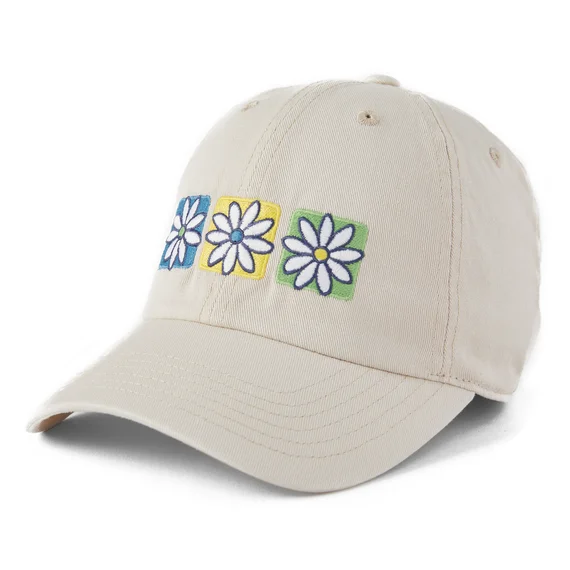 lightweight golf hats with moisture-wicking fabricThree Boxed Daisies Chill Cap - Bone