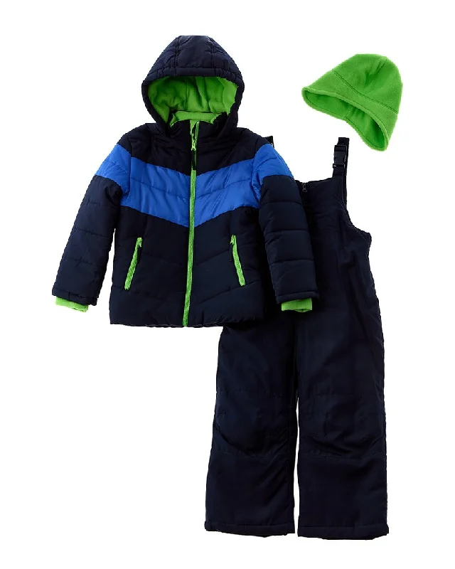 cozy fur-lined hats for extreme coldRothschild Kids Two-Tone Chevron Snowsuit & Hat