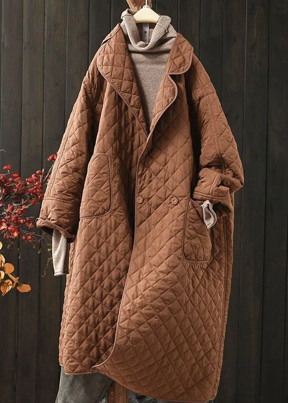 Women's Anorak CoatsModern Coffee Oversized Pockets Fine Cotton Filled Parkas Winter