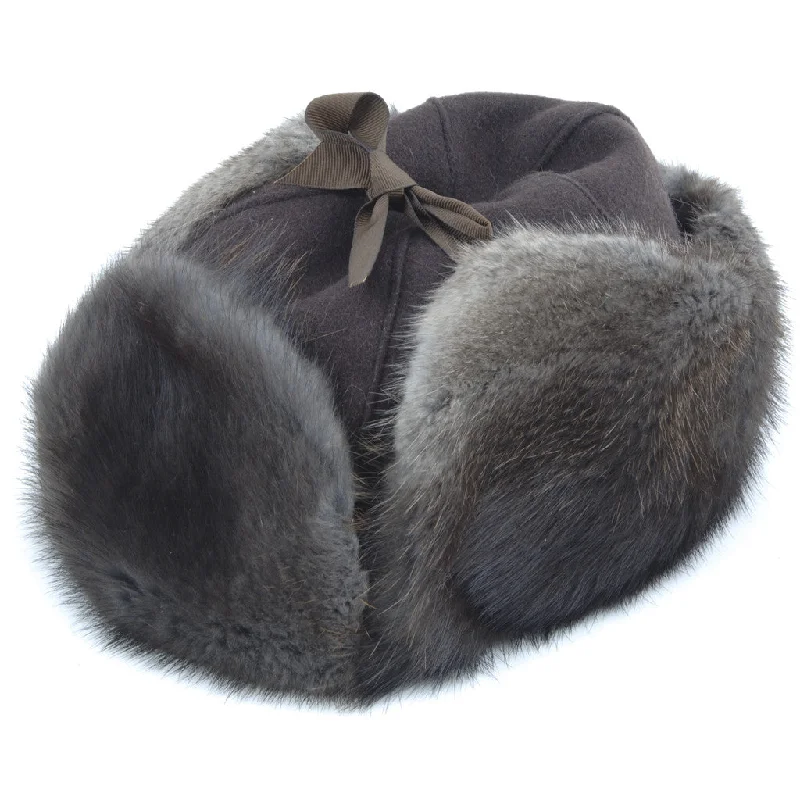 cozy fleece-lined hats for winterNatural Black Muskrat Mountie Fur Hat