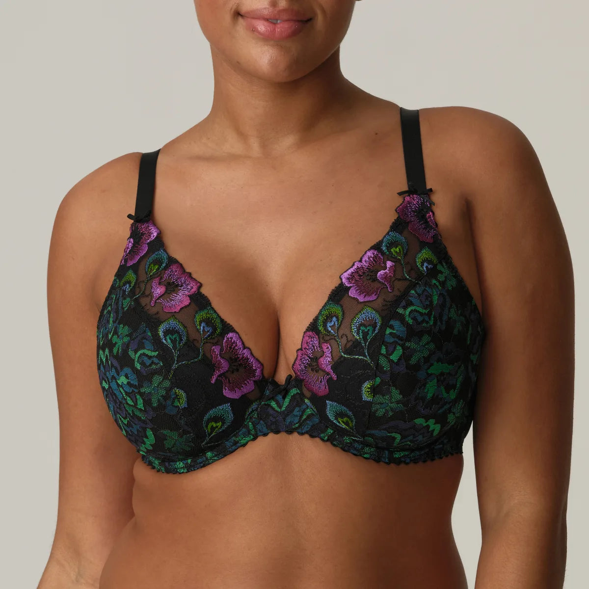 balconette bra for cleavage enhancementPrima Donna Plunge Bh Halve Mousse Cups - San Angel 0163492 - Peacock Feather