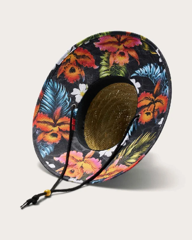 cozy fur-lined hats with adjustable straps for a secure fit in extreme weatherBig Kids KOA Straw Hat - Hawaiian Floral