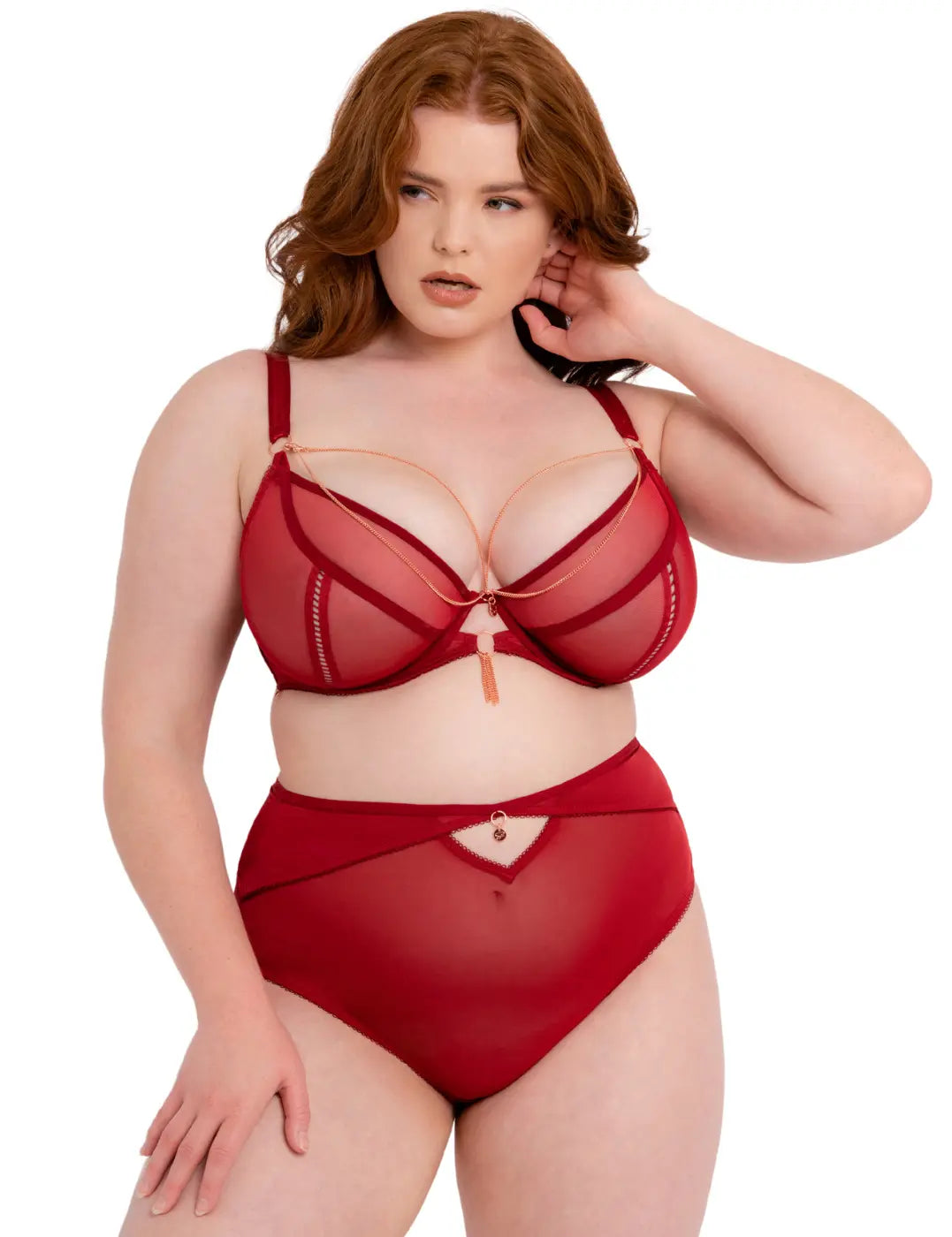 mastectomy form-fitting braCurvy Kate Scantilly Unchained Deep Red Plunge Bra