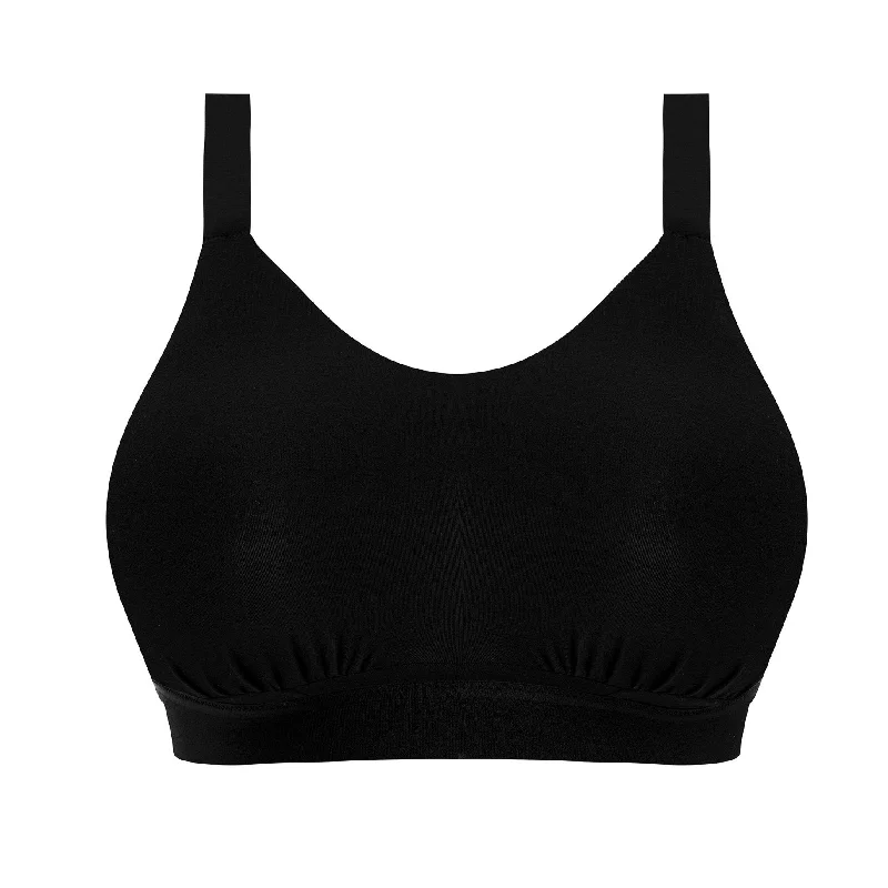 plus-size longline bra for tummy controlElomi Downtime Bralette | BLACK