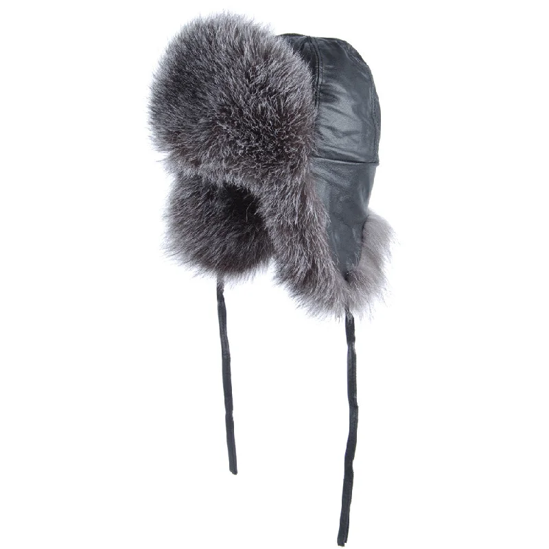 classic Panama hatsSilver Fox Fur Aviator Hat