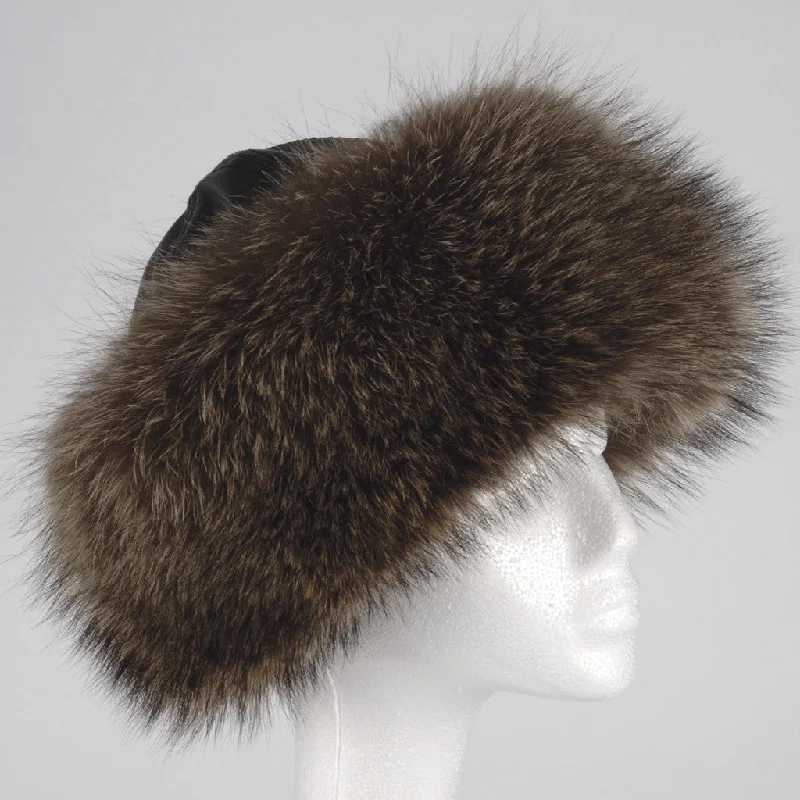 elegant derby hats with ribbon bandsWomen's Silver Tipped Raccoon Fur Hat