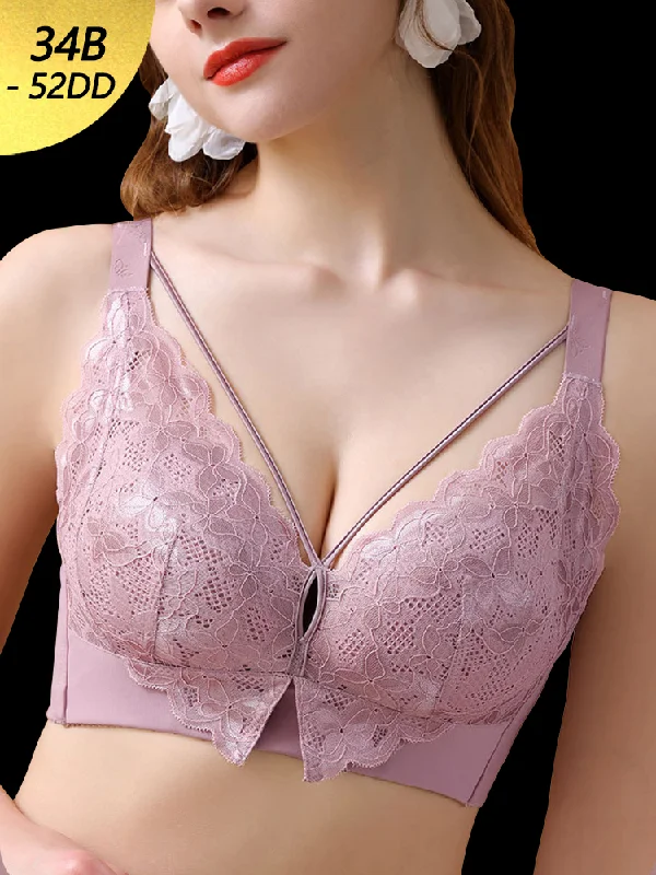 plus-size nursing bra with crossover strapsLace Bralettes Full Cup Push Up Wireless Bras for Women