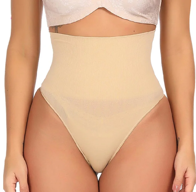 lace appliqué braHigh Waisted Body Shaper Thong - Compression Tummy Control