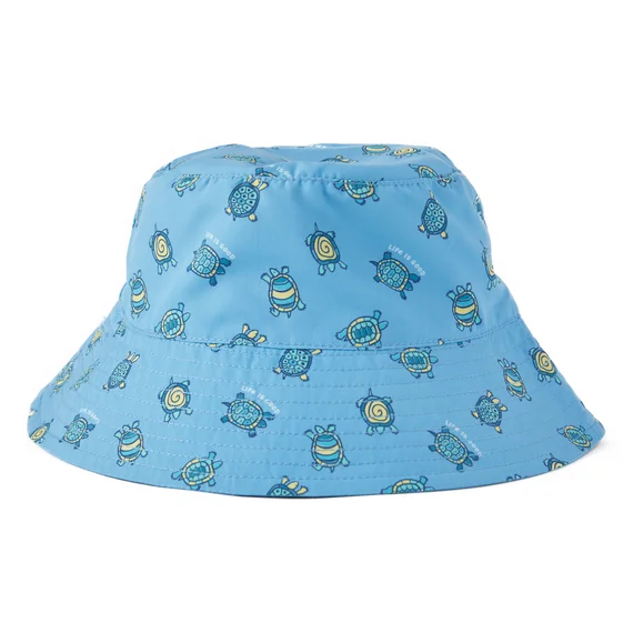 stylish newsboy caps with contrast stitchingKids' Peace Turtle Pattern Made in the Shade Bucket Hat - Cool Blue