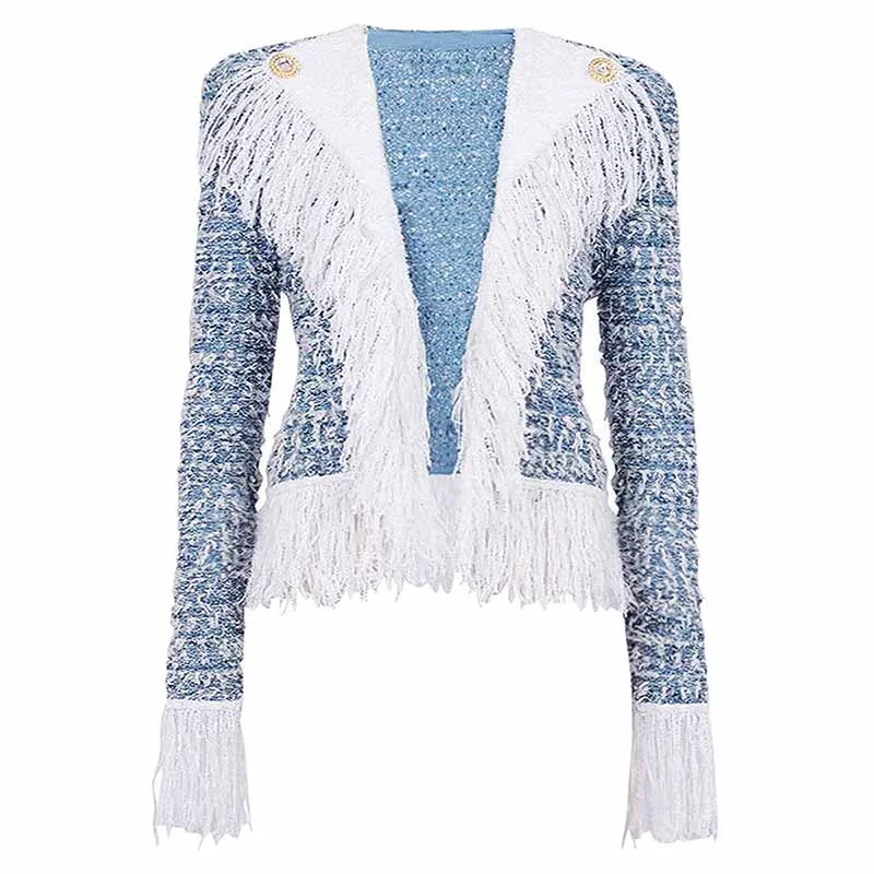 Women's Coats with Fur Trimmed ZipperWomen Tweed Jacket With Fringe Cardigan Jacket