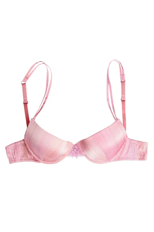 seamless bra with mesh lining for breathabilityHand-Painted Pink Silk Push-up Bra