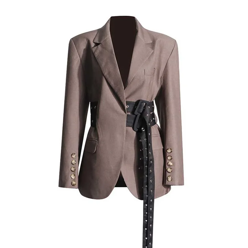 Women's Denim CoatsWomen's Double Belt Detailed Blazer