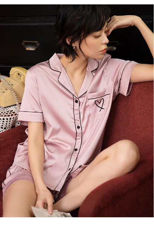 women's pajamas with snap buttonsPyjashort Chemise Femme à Manches Courtes