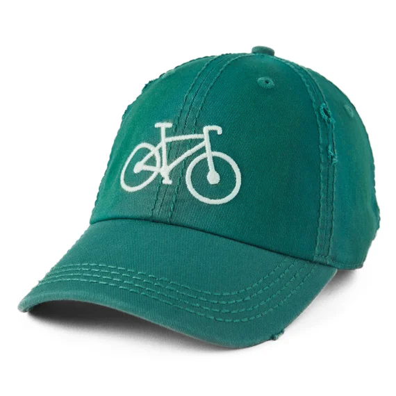 casual trucker hats with patches and pinsBike More Worry Less Sunwashed Chill Cap - Spruce Green