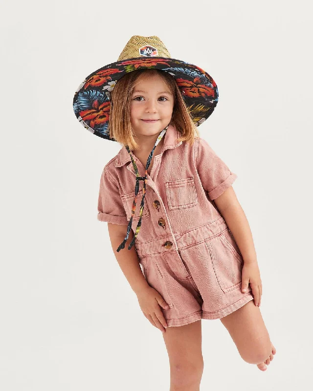 children's sun hatsLittke Kids Duke Straw Hat - Hawaiian Floral Print