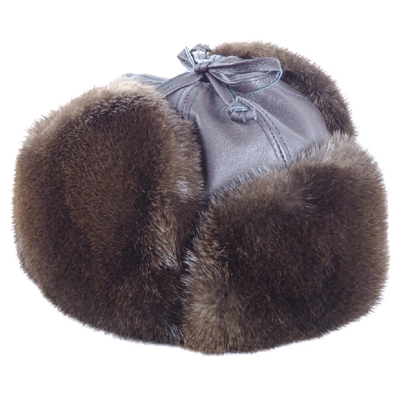 stylish bowler hatsOtter Aviator Leather and Fur Hat