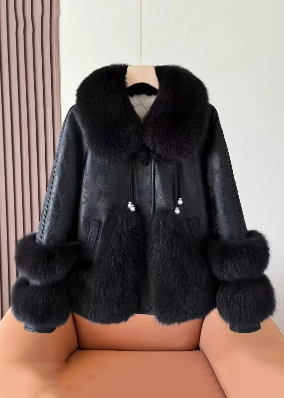 Women's Down CoatsNew Black Fur Collar Faux Leather Patchwork Parkas Winter