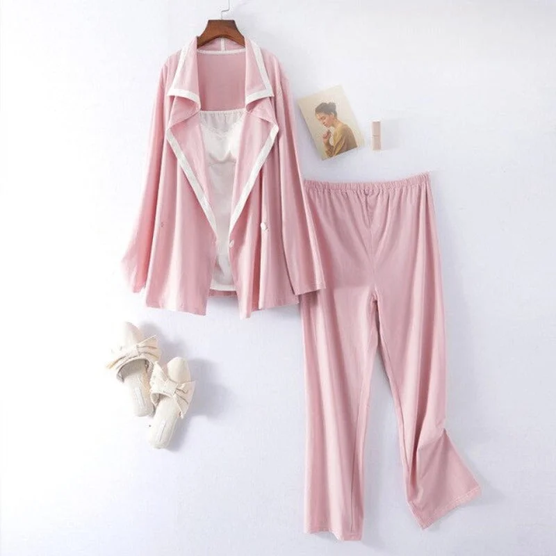 women's pajamas with a charming, vintage aesthetic3 Piece Women Maternity Nursing Wear Soft Cotton