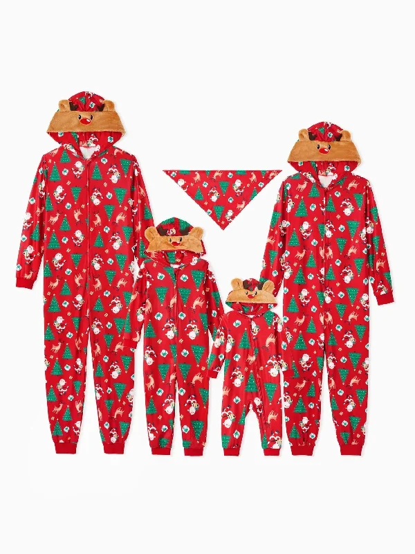 women's pajamas with a subtle shimmer3D Reindeer Hooded Christmas Family Pajama Set