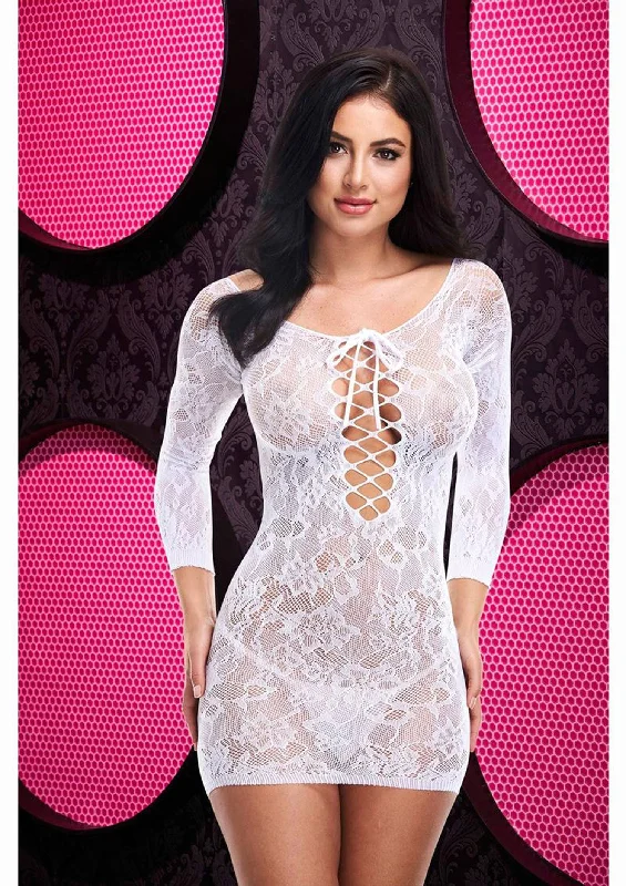 mastectomy bra with pocketsLapdance Lace Off the Shoulder Mini Dress Stocking - One Size - White