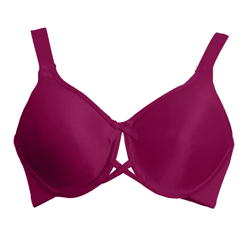 lace-up back bra for a custom fitVa Bien Seamless Minimizer Underwire Bra, Wine