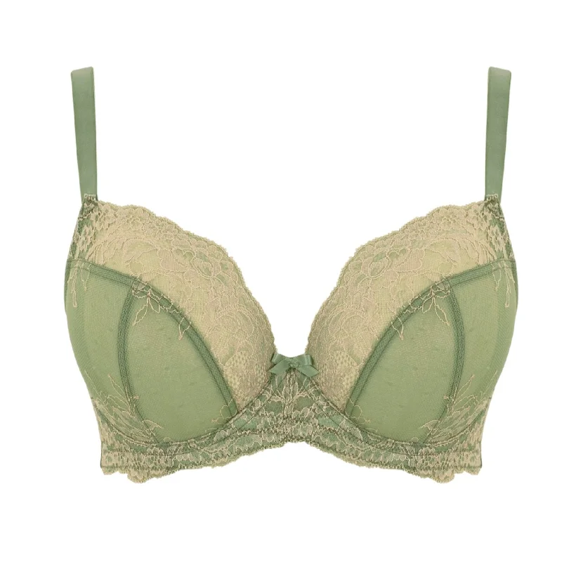 seamless molded bra for smooth undergarmentsPanache Ana Plunge Bra | SAGE SAND