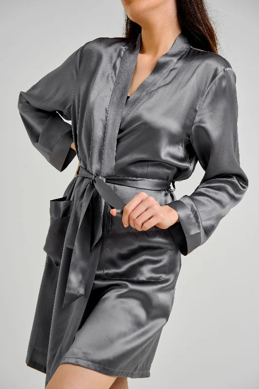 women's pajamas for a night of restSilk Robe - Grey