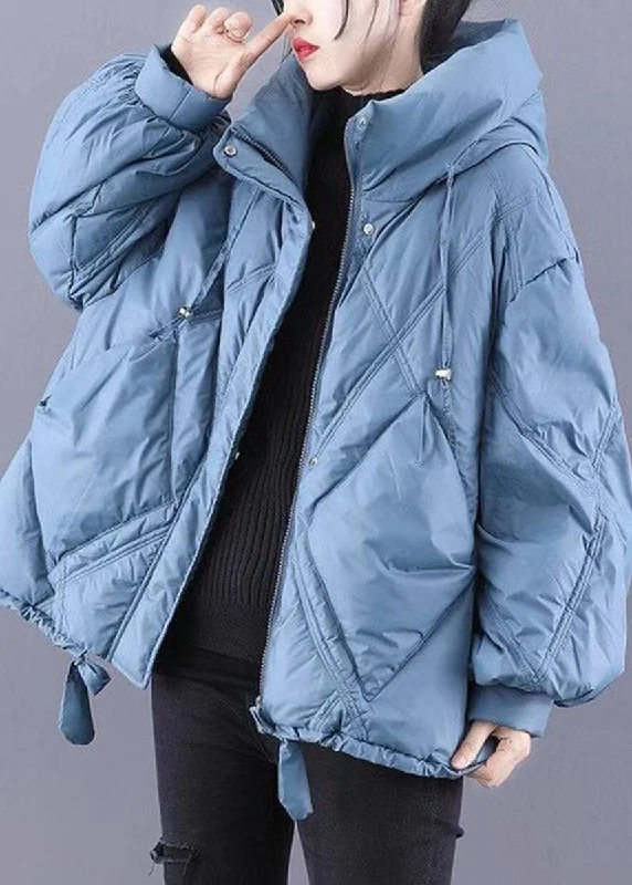 Women's Coats with Fur Trimmed CollarUnique Blue Hooded Cloak Warm Winter Duck Down Puffers Coat