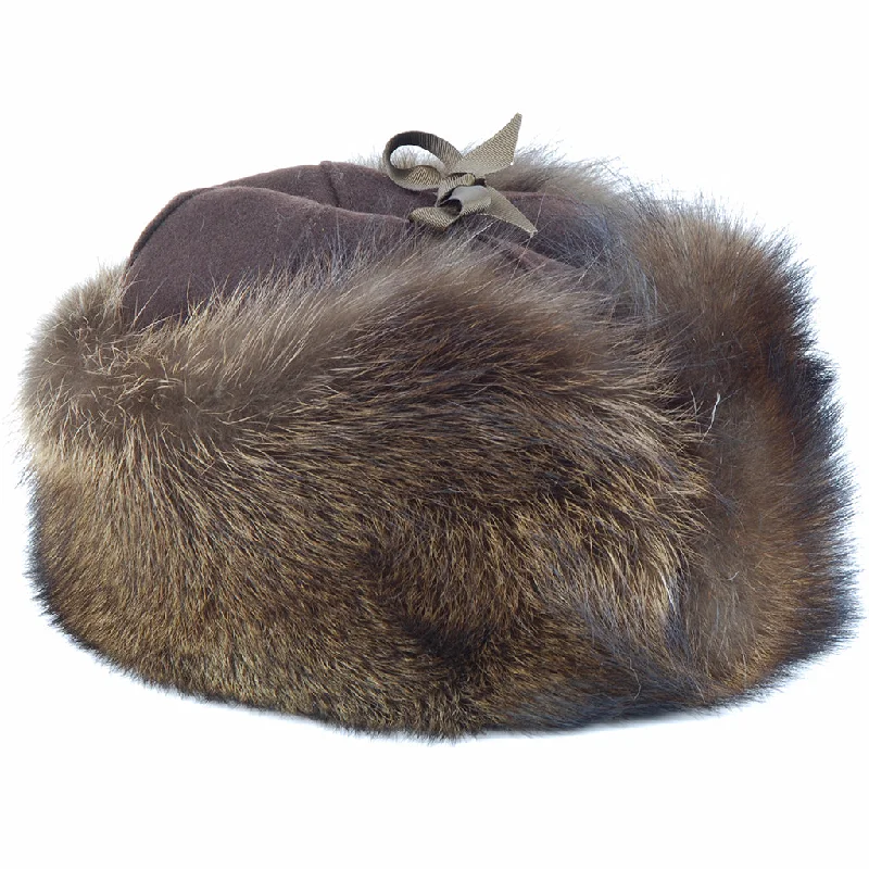 cozy fur-lined hats with adjustable straps for a secure fit in extreme weatherFisher Fur Mountie Hat