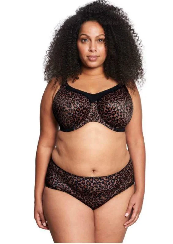 smoothing high-waisted bra for tummy controlGoddess Kayla Dark Leopard Full Cup Bra