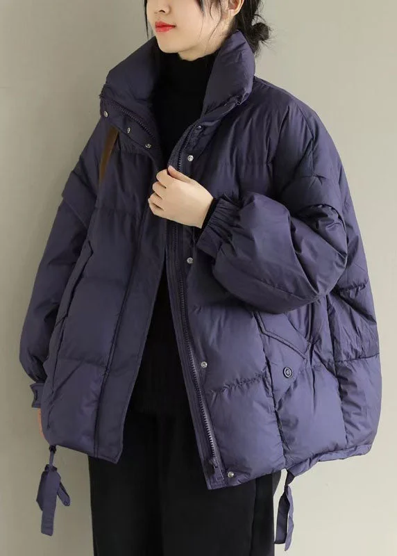 Women's Button-Up CoatsPurple Casual Duck Down Winter Coats Zip Up Winter