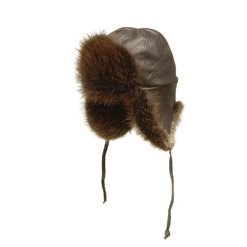 trendy snapback hatsBeaver Fur and Leather Aviator Hat