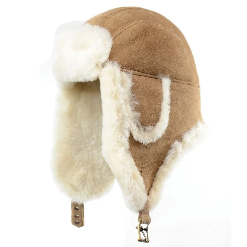 stylish fedora hatsCrown Cap Double Face Shearling Long Aviator