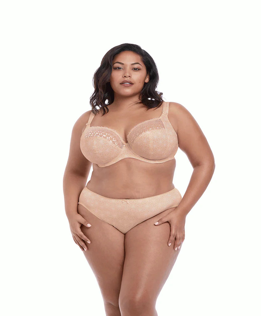 plus-size lace overlay nursing braElomi Kim Caramel Stretch Plunge Bra