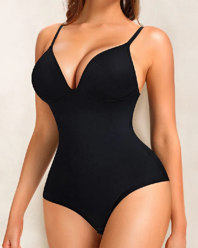 plus-size underwire bra with padded cupsTiefem V-Ausschnitt Glatter Bauchweg Bodysuit Shapewear Mit Integriertem BH