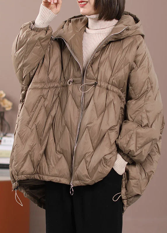 Women's Coats with Fur Trimmed PocketsDIY Khaki Cinched Pockets Duck Down Winter Down Coat