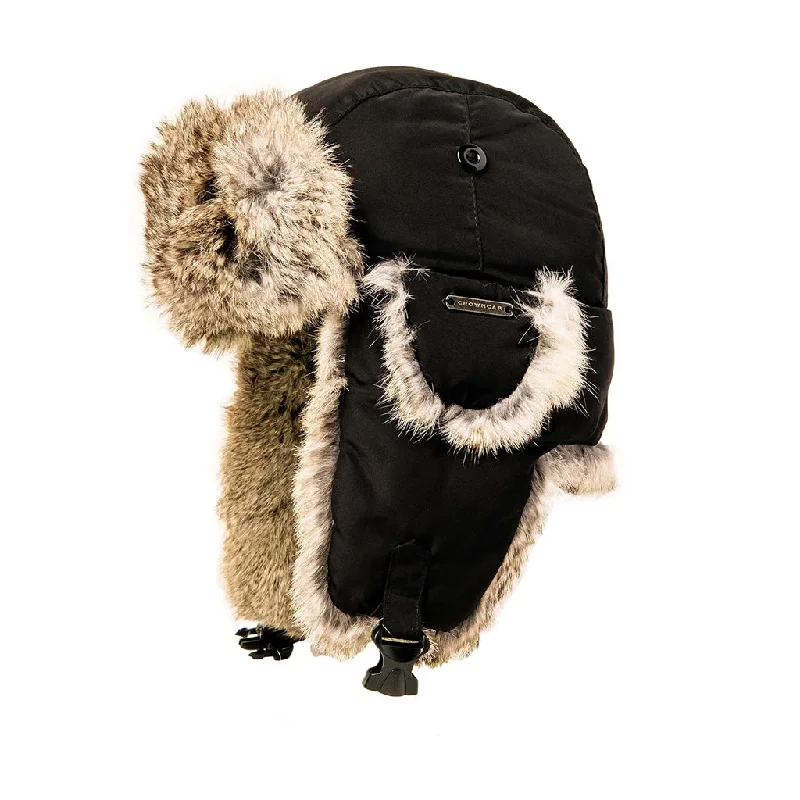 casual trucker hatsCrown Cap Taslan Rabbit Fur Aviator Hat