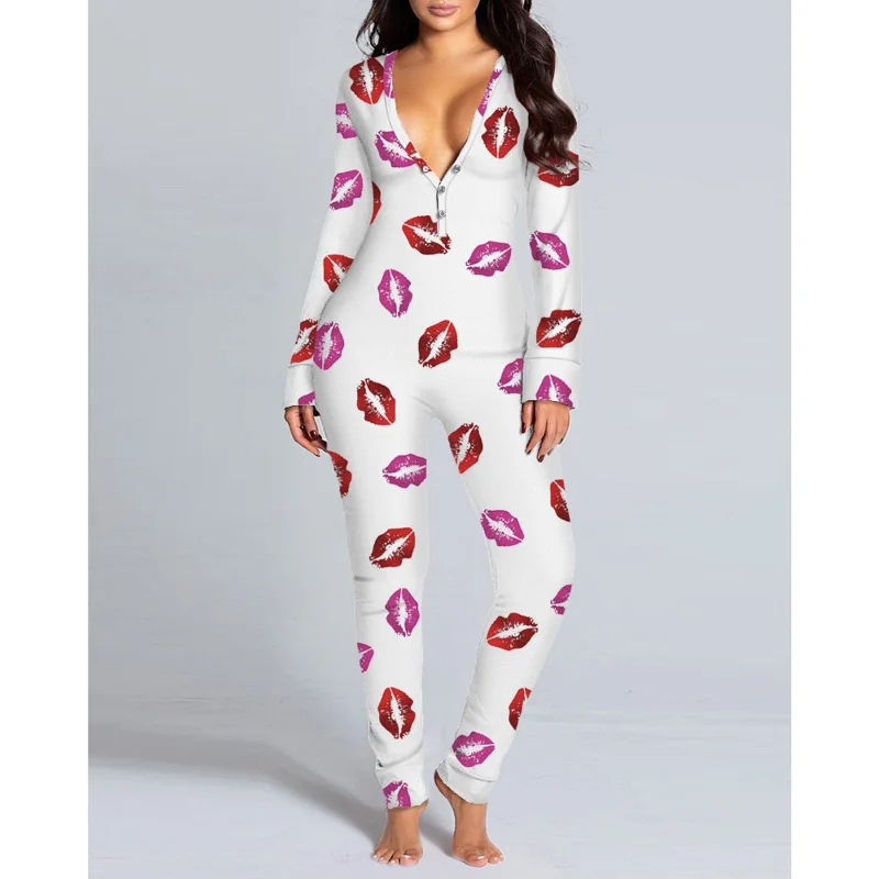 women's pajamas with a cozy, snug fit for ultimate comfortPyjama Grenouillère Femme Sexy à Motifs