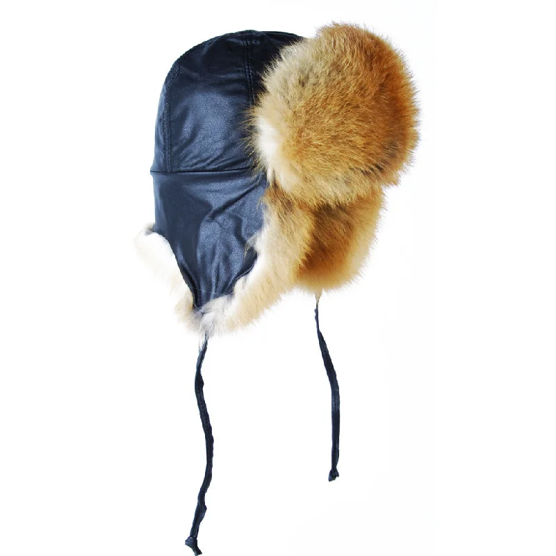 lightweight running hatsRed Fox Leather/Fur Aviator Hat