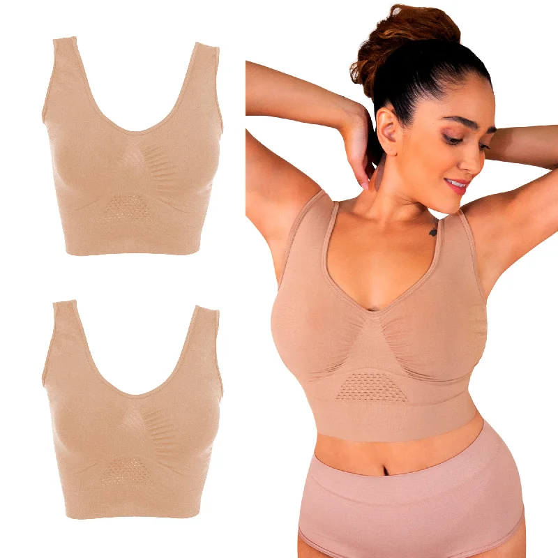 seamless bra with moisture-wicking fabricBra Fresh Kit 2 Bras,1 De Control,1 De Descanso Panty Regalo | M2024+2224